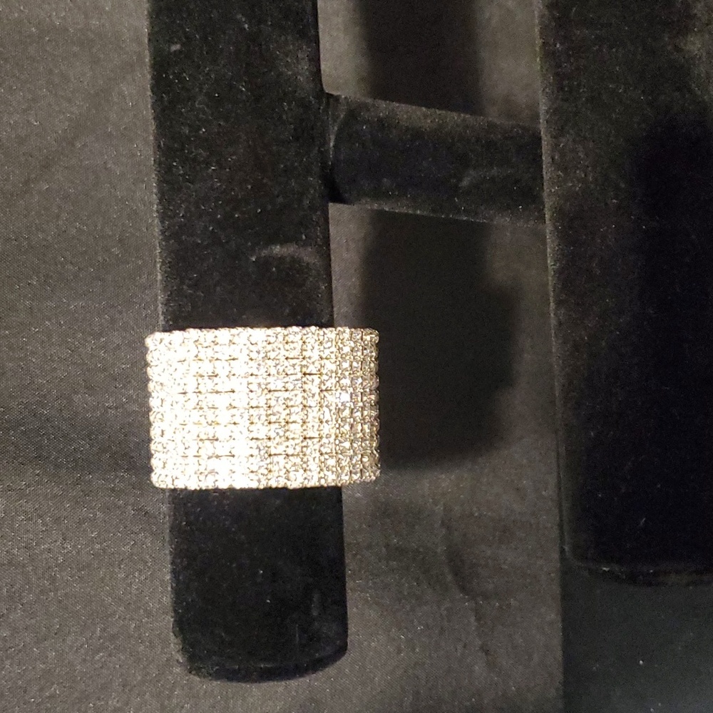 Wide Elastic Rhinestone Bracelet: Bridal Formal Special Occasion Competi…